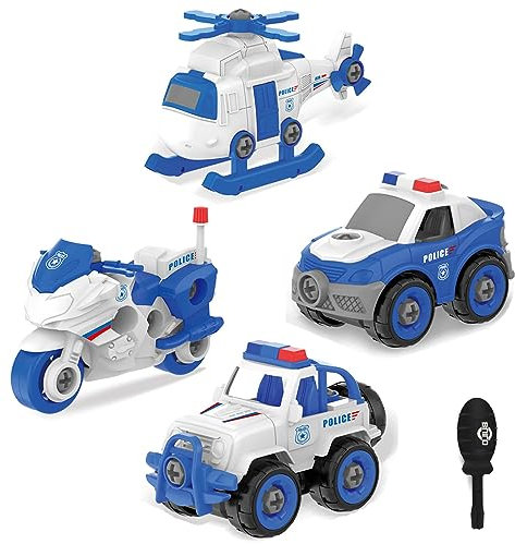 VoMii Toys Voitures pour Les Enfants, 4 en 1 Jouets de Construction avec Tournevis, Jouets éducatifs, Cadeaux pour garçons et Filles de 3 à 8 Ans