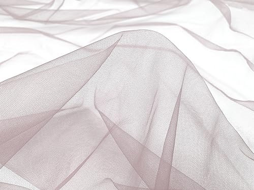 Tüll Stoff Meterware - 160 cm Breite - quer-elastischer, weicher Tüllstoff - Uni Deko Stoff (Altrosa)