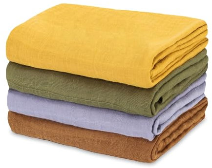 Mulltücher Baby Musselin Pucktuch 4er Set Musselintücher - Mullwindeln Stoffwindeln Swaddle Muslin Cloth Spucktuch Spucktücher Erstausstattung für Neugeborene