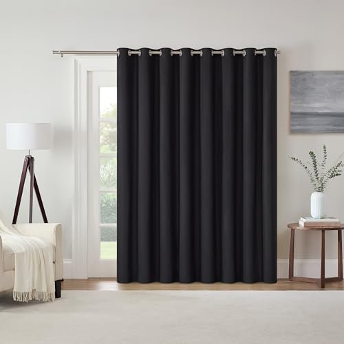 Eclipse Kendall Schiebevorhang für Terrassentür, extrabreit, solide strukturiert, wärmeisoliert und geräuschreduzierend, 1 Paneel, 213,4 cm lang x 254 cm breit, Schwarz