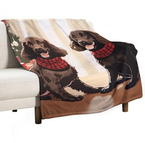 DELIBEST Companion Hundedecke, Fleece-Flanell, gemütliche Überwurfdecken, atmungsaktiv, leicht, warm, Weihnachtsdekoration, Decke für Couch, Bett, Sofa, alle Jahreszeiten, 152,4 x 203,2 cm