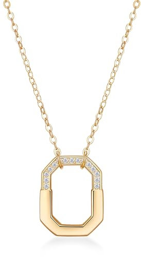 JENDEAR Damen-Halskette mit Schloss-Anhänger: 925er Silber, Zirkonia-Verzierung – Stilvoller & Frauen Hypoallergener Schmuck