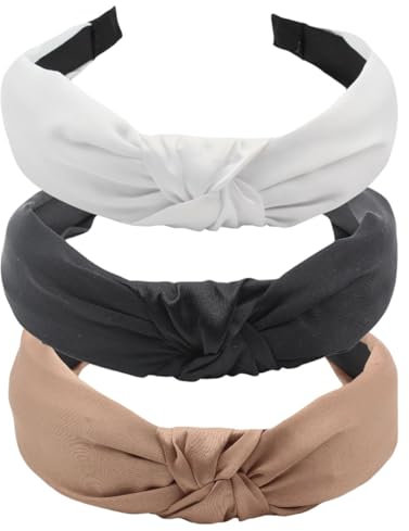 scicent Haarreifen MäNner 3 Stück Stirnband für Damen Boho Vintage-Stil Haarband Elastisch Feuchtigkeitabsorbierend Haarschmuck Verdreht Niedlich Haar Kopfschmuck - 11014