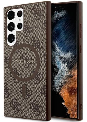 Guess GUHMS24LG4GFRW Hülle für S24 Ultra S928 braun hardcase 4G Collection Leather Metal Logo