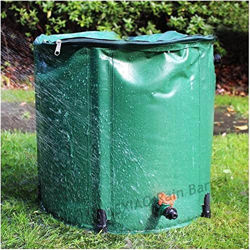 Aintap Barril de Lluvia Plegable riego eficiente, Cilindro Recubierto de PVC con Tapa con Cremallera, Filtro de Malla y válvula de Salida