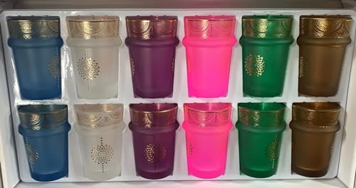 MIELIMON Juego de 12 vasos elegantes para té marroqui de 150ml, tazas de té persa árabe para servir café, café expreso