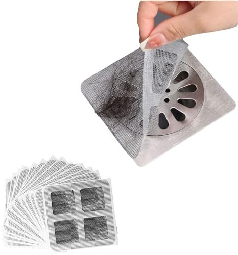 KyneLit Lot de 20 autocollants jetables pour canalisations de douche, attrape-cheveux, autocollants en maille pour canalisations de douche, cache-canalisations jetables, autocollants de vidange de sol