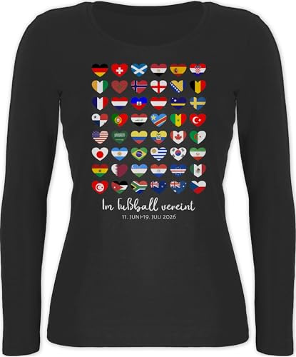 Langarmshirt Damen - EM - Im Fußball vereint - Deutschland WM 2026 Länder - M - Schwarz - Europameisterschaft 2024 Fanartikel Fussball Germany Langarm top fu Ball Shirt trainingsshirt em24 alle 24
