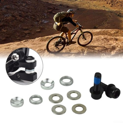 HOHOVYVY Mountain Bike Disc Brake Pad Adjusting Washers, Brake Adapter for Rotor Screws, Aluminum Alloy + Steel, Silver Color, for Disc Brake, Disc Brake Pillar