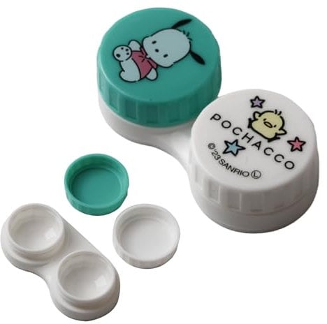 MENBLY Pocahco-Dog Cinnamon-roll My-Meloday Kuormi-Bunny Contact Lens Case - Left/Right Eyes Holder Container, Compact & Durable Holder for Travel - 2.6 x 0.7 x 1.3 inches (Pocahco-Dog)