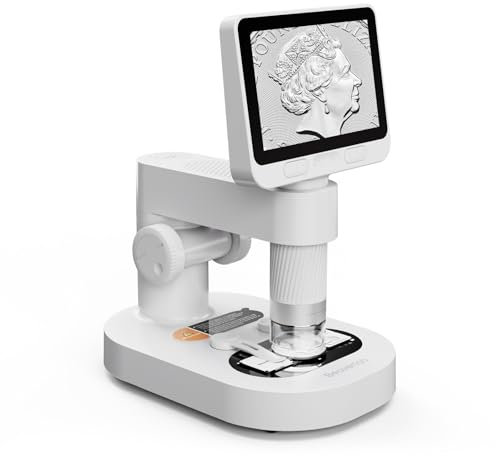 BEAVERLAB Mikroskop für Kinder, 4,3 IPS digitales Mikroskop 100X-1600X, 1080P HD Taschenmikroskop für Kinder mit 8 einstellbaren LED-Lichtern, Kompatibel mit PC/TV, für Anfänger, 32GB Speicherkarte