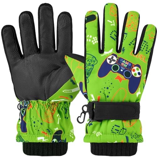 WAWSAM Skihandschuhe Kinder, Handschuhe Wasserdichte für Jungen Mädchen | Schneehandschuhe mit Rutschfester Handfläche, Winddichte Winter Fäustlinge für Ski, Schnee und Outdoor