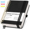 RETTACY Notizbuch A5 kariert, Bullet Journal mit 100 g/m² Dickem Papier, 150 Blatt, Collegeblock für Büro und Schule, Lederhülle, Schwarz, 14.8 cm x 21 cm