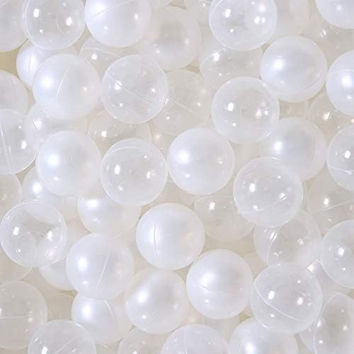 PlayMaty Play Ball Pit Balls - 2.16inches Phthalate&BPA Free Plastic Ocean Colour Balls for Playhouse Play Tent Playpen Pool Party Decoration Pack of 100 (Pearl White)