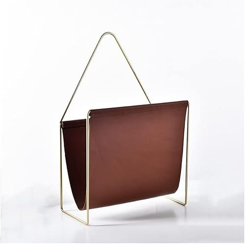 ININOSNP Metall-Leder-Magazin-Organizer, Schreibtisch-Aktenständer, Zeitungsständer, kreativer Griff, Bücherregal