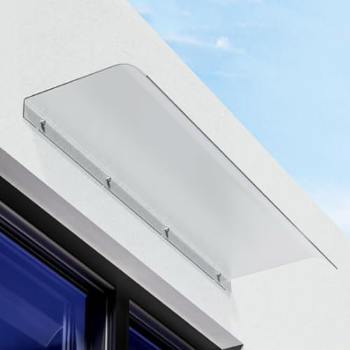 Polycarbonate Door Canopy Rain Shelter Awning with Frosted Cover UV and Snow Protection Easy Install Front Door Canopy Kit
