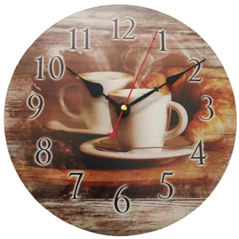 YOAI Wanduhr Küchenuhr Antik Nostalgie Rustikale Landhaus Quarz ohne Tickgeräusche Küchenuhr 30CM / 12 Zoll (Cappuccino (Kaffee))