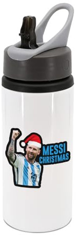 New Spirit Original Messi Christmas football footy xmas festive christmas trending water bottle with handle attatchment drinks cup water bottle refill cute fun