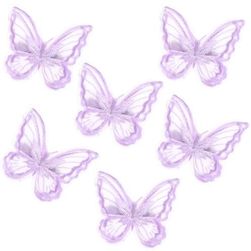 6 Pcs Butterfly Hair Clips, Purple Embroidered Butterfly Hair Accessories, Lace butterfly clips, Fairy Hair Clamps, Cute Hair Pins for Girls Party Decoration