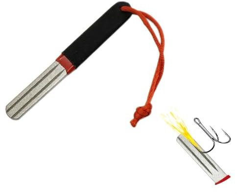 Darts Sharpener Fishing Hook Sharpener 180/400 Grits Double Sided Diamond Grinding File V-Groove Dart Point Sharpener Portable Rapid Sharpening Tool for Fishing Grinding Reduced Bounce Outs (Red)