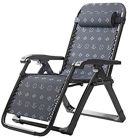SZITW Klappbarer Liegestuhl, Sonnenliege für Garten und Terrasse, Textilene-Loungesessel mit gepolsterter Kopfstütze, Verstellbarer Rückenlehne, Relaxsessel für den Außenbereich, Büro-Nickerchenst