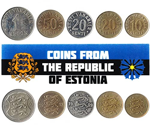 5 Estonia Coins from Europe | Old Collectible Estonian Cash Lot | Perfect Choice For Your Coin Bank, Holders And Collection Album