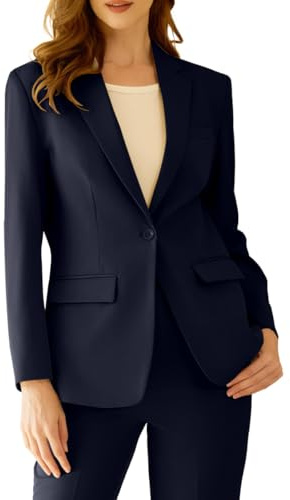 Navy Suit for Women Slim Fit 2 Piece Casual Suits Blazer Pants Suit Set