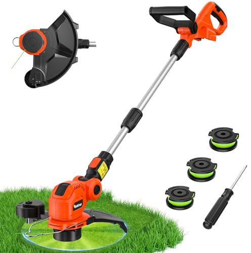 Rozlchar Cordless String Trimmer Compatible for Milwaukee 18v Battery (No Battery), 12'' Grass Trimmers and Lawn Edger with Powerful Motor, Electric Weed Eater with Auto-Line Feed for Yard Garden