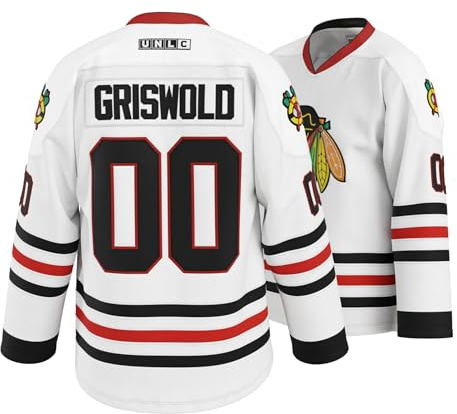 UNLC Griswold Youth #00 Movie Hockey Jersey - Genähte Buchstaben & Zahlen Authentische Fanbekleidung Atmungsaktives Polyester S-XL Kinder, Weiss/opulenter Garten, Medium