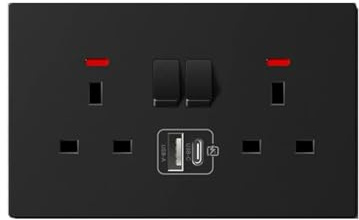 20W Typ-C Wand Schnellladebuchse Dual Switch Control Power Outlet Weiß UK Standard USB Interface Buchse
