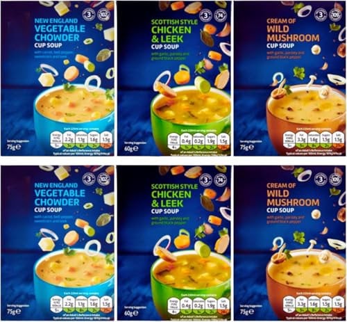 Cup Soup Bundle With Ainsley Vegetable Chowder 75g, Chicken & Leek Cup Soup 60g and Cream of Wild Mushroom 75g (6 Pack)