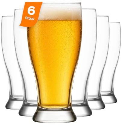 NORDIC SCHILLER Premium Pint Biergläser 6er Set, 570ml 100% BLEIFREI Weizenbiergläser, Weizengläser, Trinkläser Pilsner Glas Bargläser Weizenbierglas, Pint Beer Glasses, Bier Glas