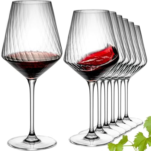 Imperial - Juego de 6 copas de vino tinto estriadas de cristal London, 580 ml, aptas para lavavajillas