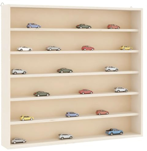 Owoxanthellate Sammlervitrine Wandregal Kiefer Sperrholz 60 x 8,5 x 55 cm 6 Fächer ohne Bohren platzsparend Modernes Design für Livingroom Küche Schlafzimmer Bücherregal