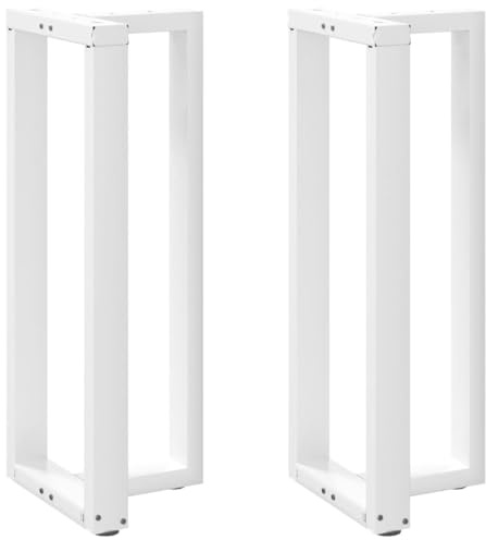 INLIFE Pieds de Table de Bar en T, 2 pièces, Blanc, 40 x 35 x (100-101) cm, Acier