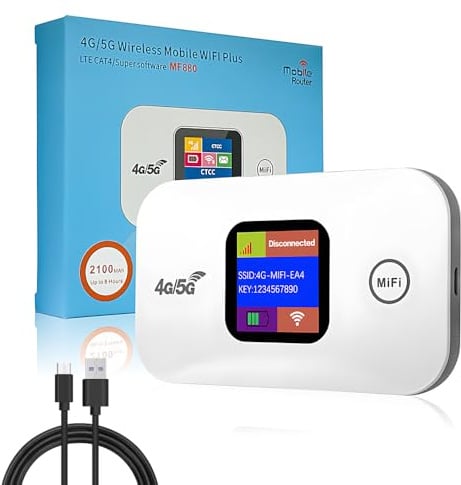 WiFi Portatile, NAVESO Router WiFi, Router 4g, Saponetta WiFi, 300 Mbps Router Portatile, Pocket WiFi, Hotspot Portatile con Slot per Scheda SIM e Schermo LED a Colori, Collega Fino a 10 Dispositivi
