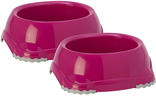 CAT CENTRE Pink 2 Pcs 0.3L Pet Bowls Small Kitten Cat Dog Feeder Drinking Water Dish Dry and Wet Food Feeding Non-Slip