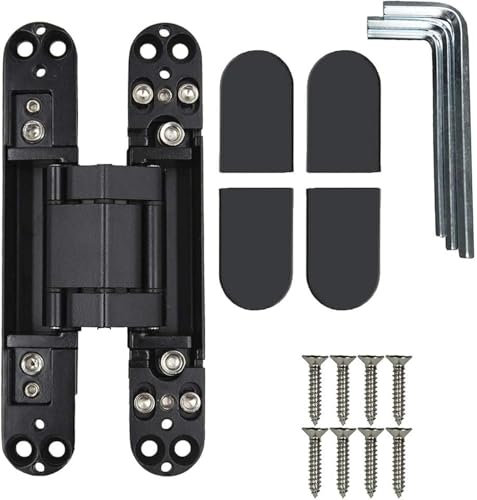 Ranbo noir 15.2 cm en alliage de zinc/Matériau en alliage d'aluminium Heavy Duty invisible Charnières Réglables 3 positions Convient pour Commercial industriel Résidentielles de porte Art déco
