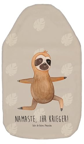 Mr. & Mrs. Panda Wärmflasche Faultier Yoga - Geschenk, Kinderwärmflasche, Wärmflasche mit Bezug, Entspannung, Faultier Deko, Körnerkissen,