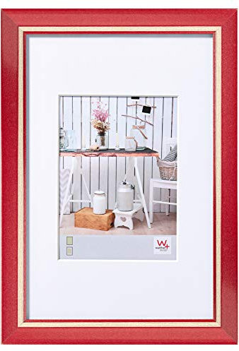 walther design Bilderrahmen rot 24 x 30 cm mit Passepartout, Chalet Designrahmen EL430R