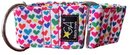 Galguita Amelie, 5 cm Breite Größe M (30-39 cm), Hundehalsband Herzen