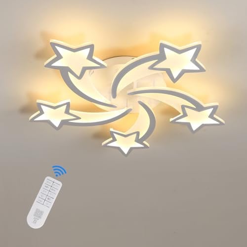Riserva LED Deckenleuchte Dimmbar mit Fernbedienung, 50 W Modern Stern LED Deckenlampe, 3000K-6500K Deckenleuchte Kinderzimmer für Esszimmer, Kinderzimmer, Dia 70 cm, Weiß