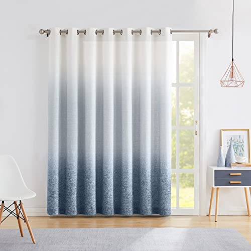 Ombre Grommet Curtain for Sliding Patio Door Cream White to Indigo 100x84