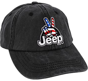 Jeep Wave USA Chino Twill Patch Garment Washed Hat Schwarz