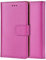 Genuine Leather Bookcase for iPhone 13 Mini, Premium authentic Genuine Leather Wallet case with Magnetic, Kickstand, Cash & Card Slots Stockproof Slim Flip bookcase cover 5.4'' (Hot Pink)