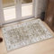 TOPICK Fußmatte 60x90cm Hellbraun Teppich Wohnzimmer Waschbar Superdünne Eingangsmatte Vintage Blumen Kurzflor Lang für Küche Eingang Flur