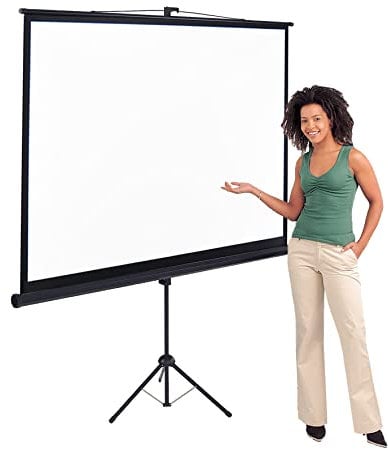 Eyeline® Tripod Projection Screen with Carry Bag Protector Bundle - Home Cinema, Office, Zoom, Presentation (Screen 150cm with Borders & Bag)