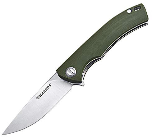 Harnds Talisman Klappmesser Messer mit Clip Folding Knife mit 14C28N StahlKlinge,G10 Griff und Kugellager(Grün)