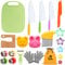 ZIJUND 22PCS Wooden Kids Kitchen Knife, Crocodile Knife Set with Gloves Cutting Board Fruit Vegetable Crinkle Cutters Serrated Edges Plastic Toddler Knifes for Real Cooking