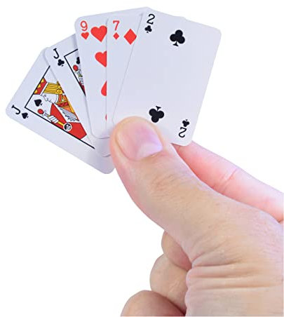 Super Impulse - Worlds Smallest Miniatur Replik Playing Cards Spielkarten mit 54 Karten im Mini-Format für Poker, Blackjack, Kartentricks, ab 6 Jahre